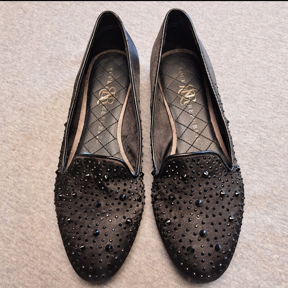 Black Studded Women's Flats Rock & Republic
